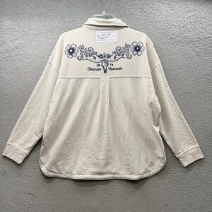 Techstyles Telluride Colorado Yoked PAC Navy Button Up Shirt Top Size MD